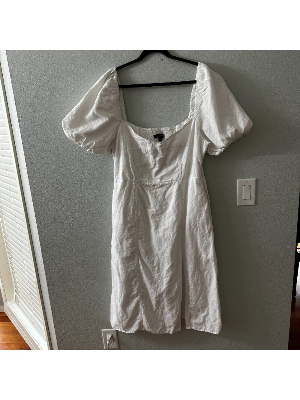 Banana Republic White Midi Dress Women's 18 Puffed Sleeve Pockets